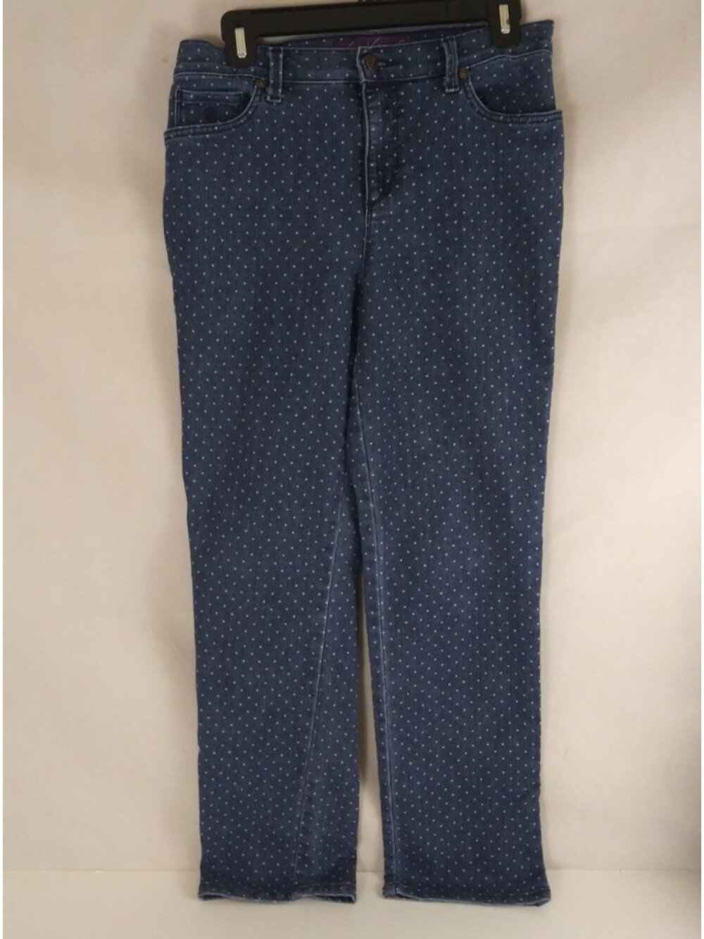 Gloria Vanderbilt Amanda Women's Blue Polka Dot Straight Leg Jeans Size 8P